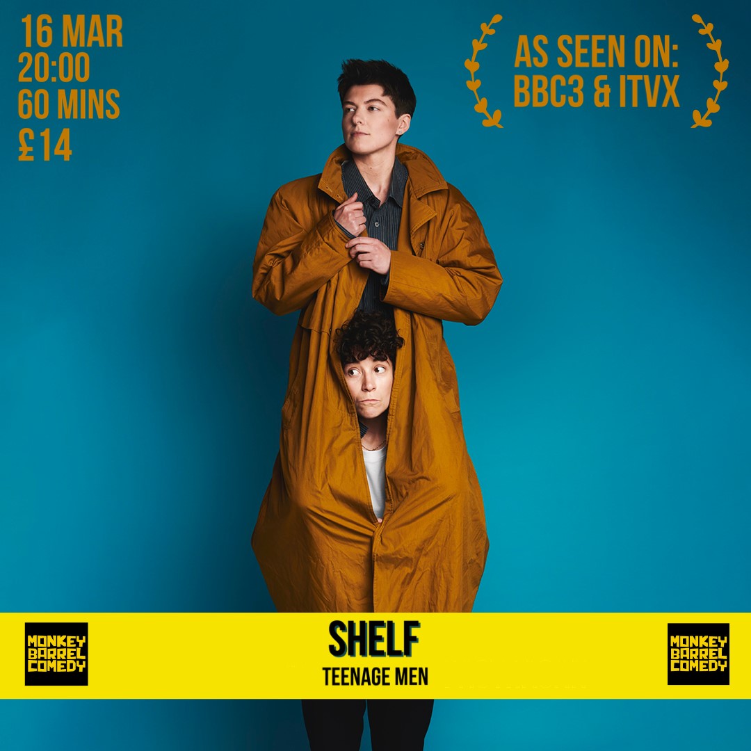 Saturday (8pm) SHELF: TEENAGE MEN @shelfcomedy 🎟️ event.bookitbee.com/46627/shelf-te…