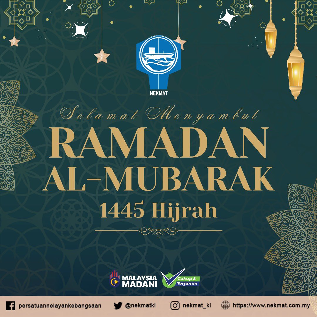 nekmatkl's tweet photo. Warga Persatuan Nelayan Kebangsaan (NEKMAT) ingin mengucapkan Selamat Menyambut Bulan Ramadan Al-Mubarak dan Menjalani Ibadah Puasa.   

Semoga kedatangan bulan Ramadan pada kali ni akan memberi keberkatan dan kesejahteraan kepada kita semua untuk memperbanyakkan amalan. https://t.co/7FvTnD9d4F