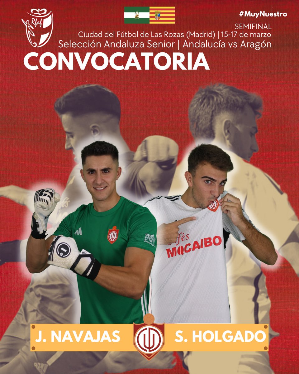 𝗖𝗢𝗡𝗩𝗢𝗖𝗔𝗧𝗢𝗥𝗜𝗔 SELECCIÓN ANDALUZA |

La <a href="/RFAF/">RFAF</a> cita a <a href="/JesusNavajas/">~ Jesús ~</a> y a <a href="/sebasholgado10/">Sebastian Holgado</a> para las 𝘀𝗲𝗺𝗶𝗳𝗶𝗻𝗮𝗹𝗲𝘀 de la Copa de las Regiones UEFA 👏

📅 15-17 de marzo
🆚 <a href="/futbolaragon/">Real Federación Aragonesa Fútbol</a> 
🏟️ Ciudad del Fútbol <a href="/rfef/">RFEF</a> 
📍 Las Rozas (Madrid)

¡Enhorabuena chicos!