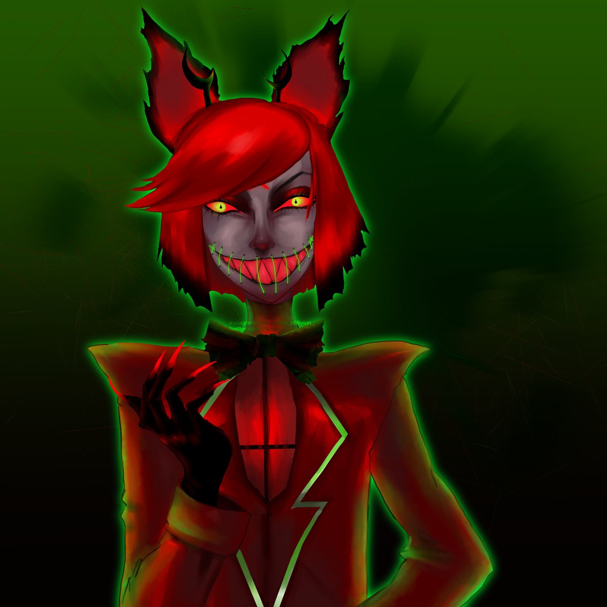 Psylan's tweet photo. Obsessed with Alastor from Hazbin Hotel. I haven't drawn in ages, so excuse all the mistakes.

#Alastor #HazbinHotelAlastor #HazbinHotel #RadioDemon https://t.co/ZNGDzjTMGC