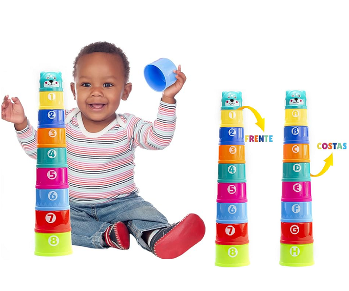 BRINQUEDO EDUCATIVO POTE DE EMPILHAR INFANTIL MC908 MEGA COMPRAS