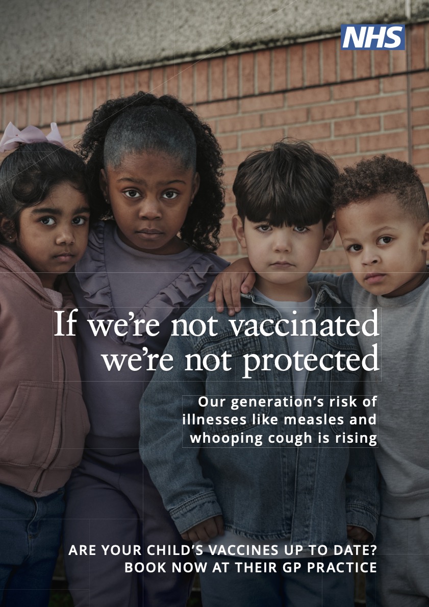 Measles spreads quickly and easily. It can be very dangerous. 1 in 5 people who catch it will go to hospital If you, or your child, haven’t had both doses of the MMR (measles, mumps and rubella) vaccine you’ll be at risk Please contact your GP practice to make an appointment