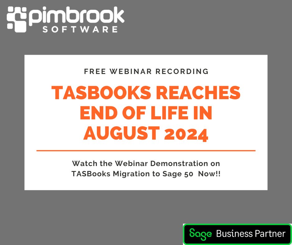 pimbrook_SW's tweet photo. TASBooks users, don’t risk business disruption when TASBooks reaches end of life!
Check-out this FREE Video Demonstration of TASBooks migration to Sage 50 now!! https://t.co/m7VzFUofRb
#tasbooks #sage #sage50 #sage50accounts #migration #accountingsoftware #accounting #bookkeeping https://t.co/iDgJc6vPAS