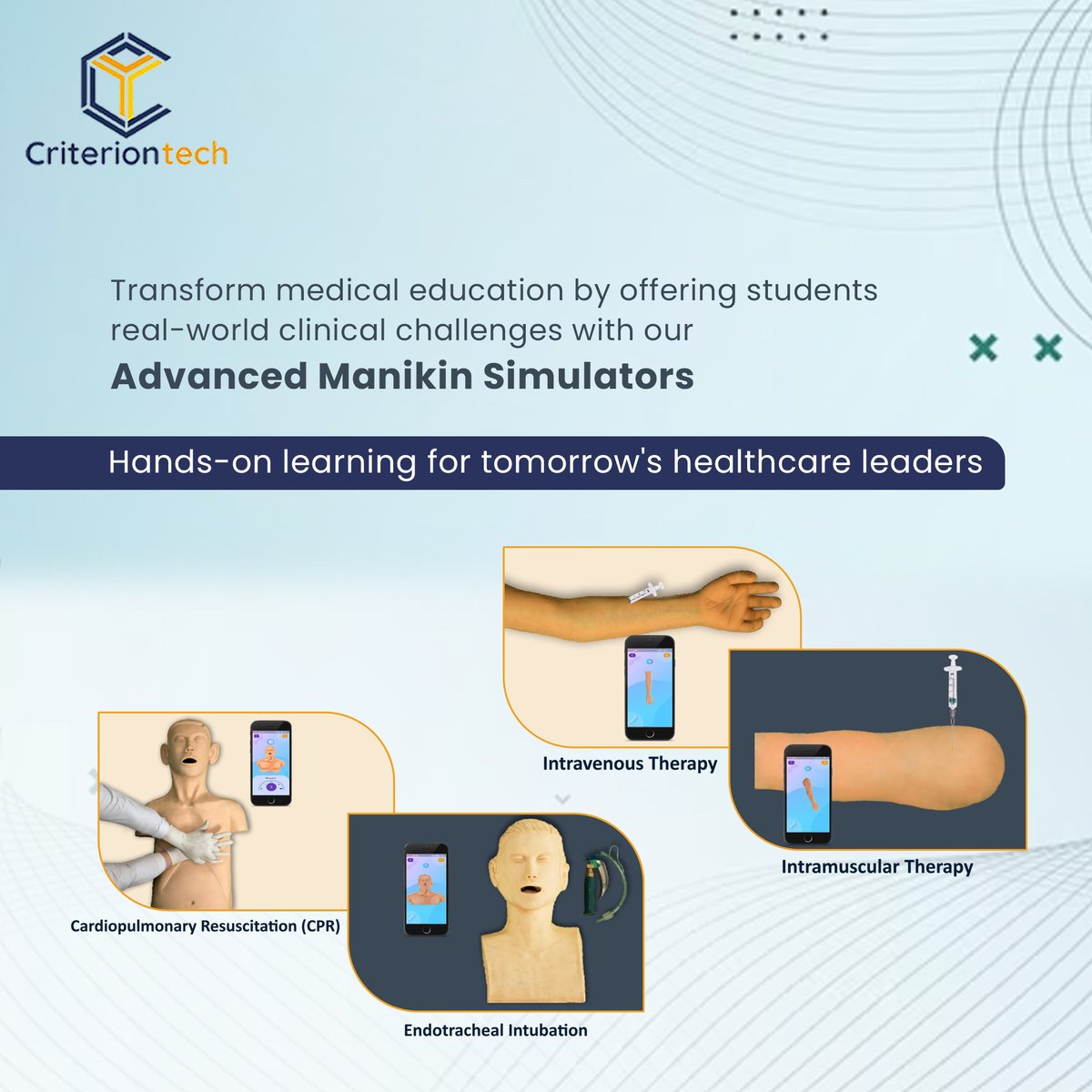 Empowering students with real-world clinical challenges. 🌐👩⚕👨⚕

Learn more at: criteriontechnologies.com/manikin-simula…
.
#MedicalEducation #ClinicalSkills #HandsOnLearning #HealthcareLeaders #SimulationTraining #ClinicalChallenges #Criteria4Technology #CriterionTech