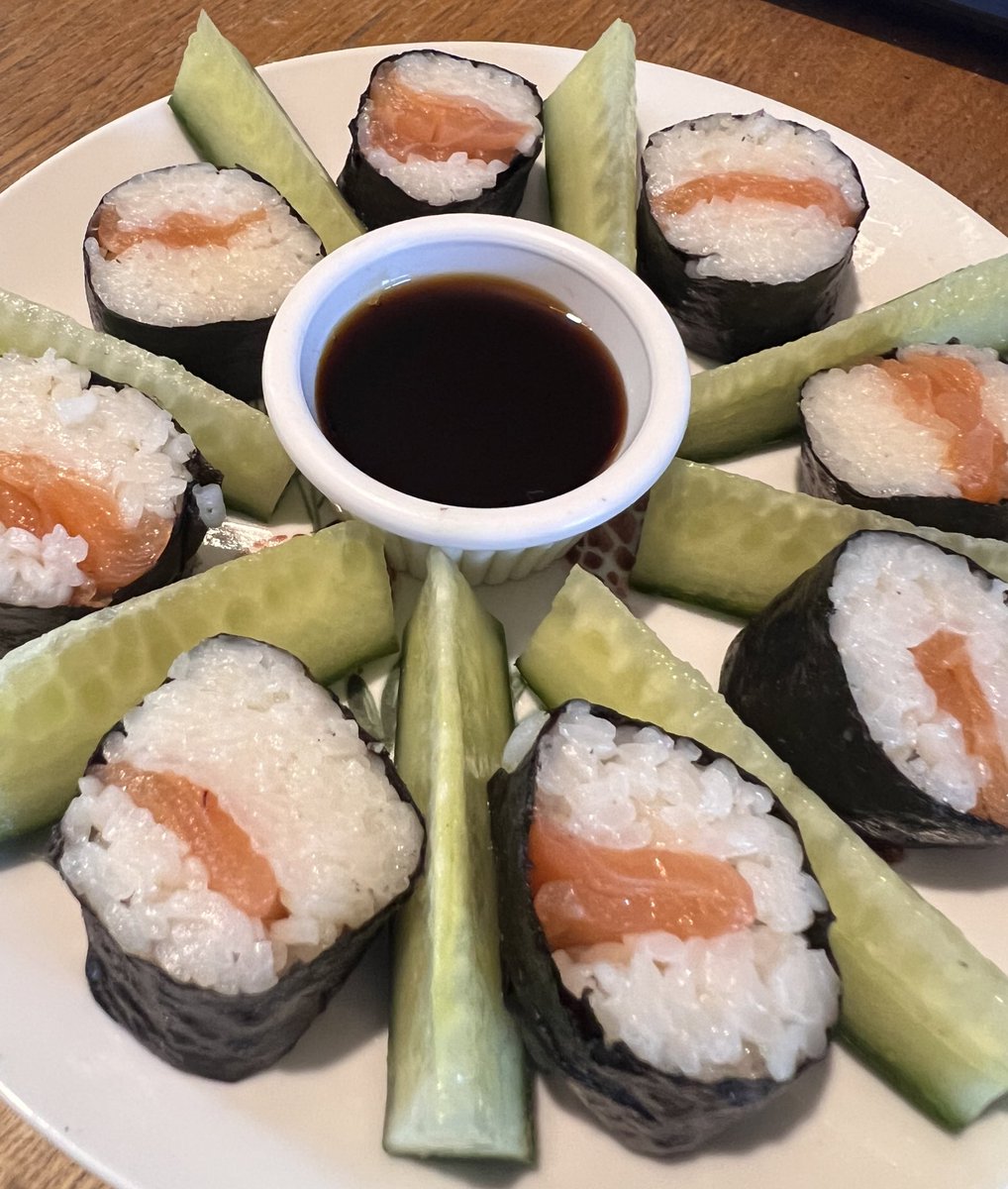 Homemade sushi for lunch. Very tasty. 2 syns for it all. @SlimmingWorld #foodoptimising #swmagazinemakes #slimmingworld