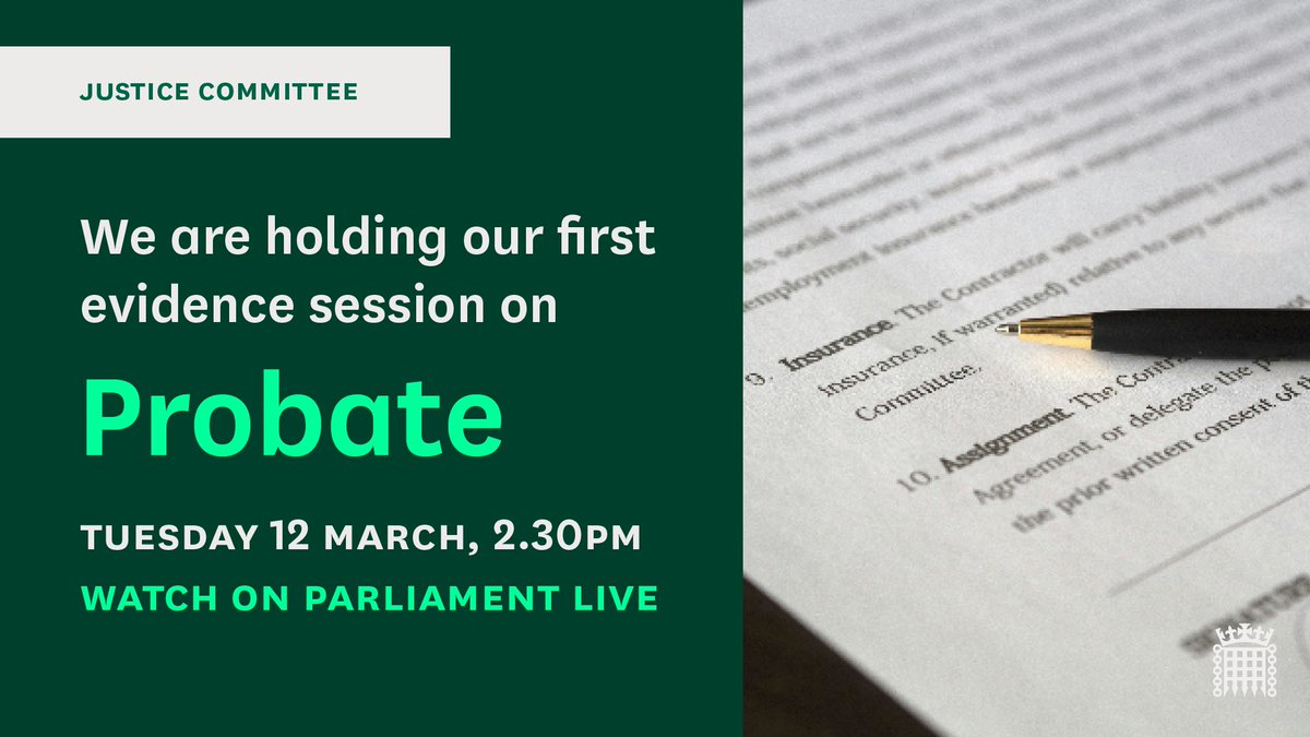 📢 We're taking evidence on the financial impact of probate delays as part of our inquiry. On Tuesday 12 March, we're hearing from: @RememberCharity & @Legacy_Mngment @CR_UK @DevonAirAmb 🔎 Find out more👇 committees.parliament.uk/event/20980/fo…