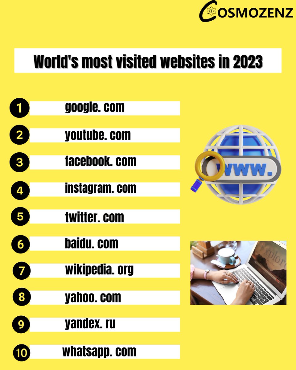 Whats your most visited site...

Comments bellow 👇

#website #Mostvisitedsites #worldwide #news #magazine
#PopularSites #WebTraffic #TopWebsites #InternetUsage #OnlineVisits #DigitalWorld #WebsiteRankings #InternetTraffic #MostVisited #WebSurfing #GlobalWebsites #OnlineActivity