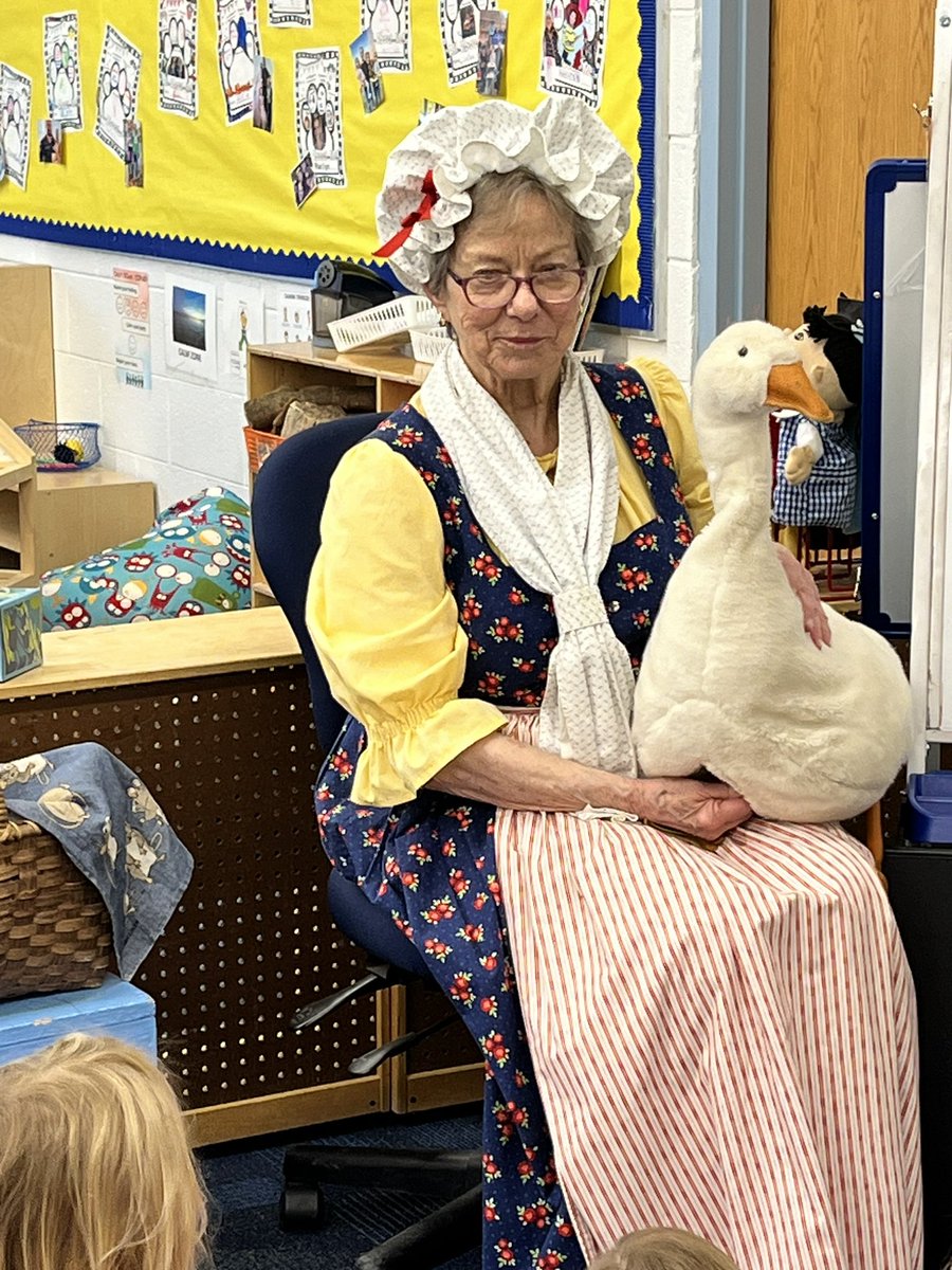 C_Preschool's tweet photo. Mother Goose visiting preschool for March is Reading Month! https://t.co/ltdcD9lLnS