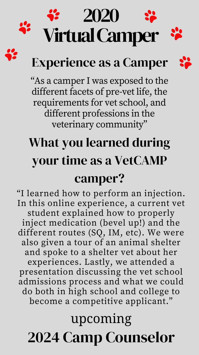 NCStateVetPAC's tweet photo. VetCAMP 2024 is accepting in person and virtual camp applications- Katerina’s story- from @NCStateCALS to @NCStateVetMed! 

@NCStateAlumni @WCPSS @CharMeckSchools @wsfcs https://t.co/WdDgPKlKMM