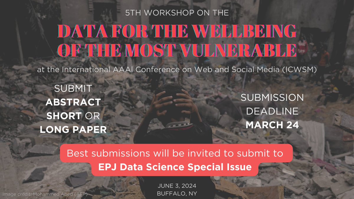 As the submission deadline quickly nears, we're eager to announce an exciting opportunity: a special issue in partnership with @epj_ds . Select papers from our workshop will be invited to submit to the issue! Don't miss it!! w/@TiaMazzoli @akalten_bcn @danielapaolotti @icwsm