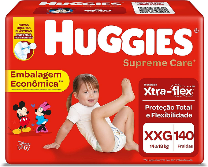 HUGGIES Fralda Supreme Care XXG – 140 fraldas, Cor: Vermelho