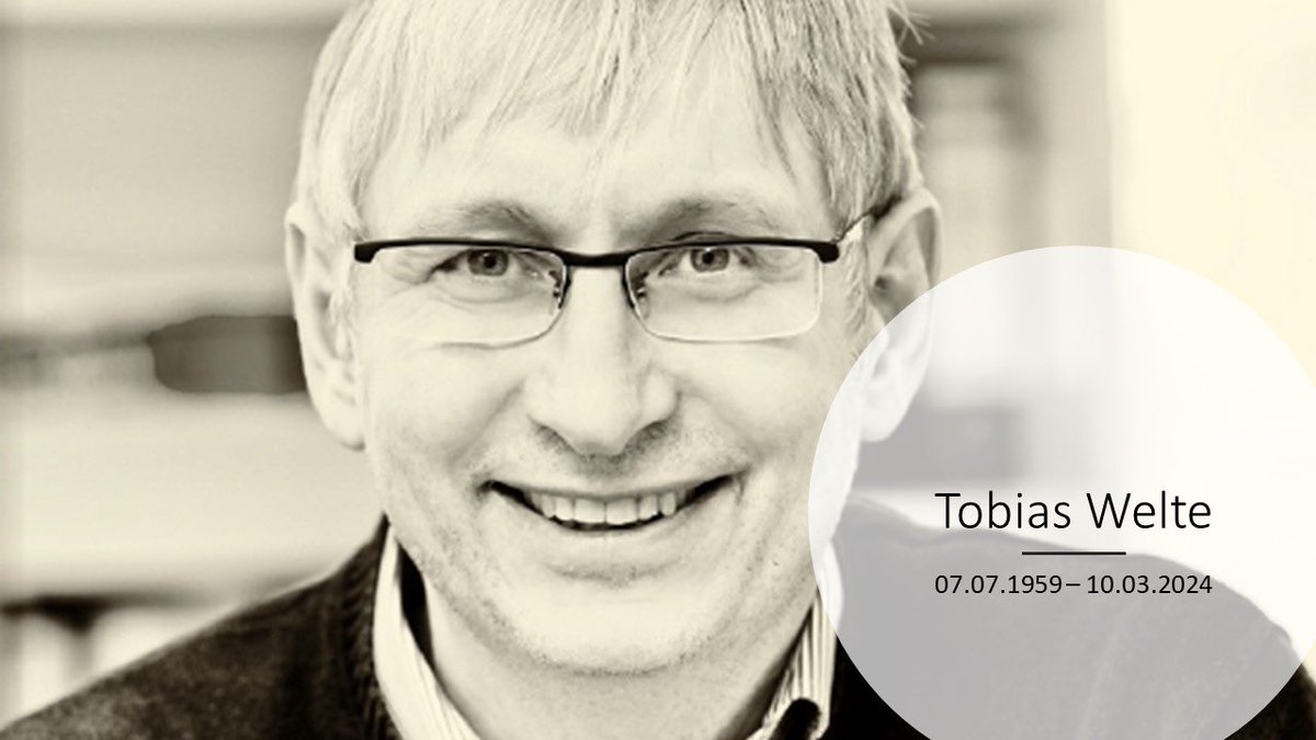 It is with profound sadness that we mourn the loss of Tobias Welte, who passed away yesterday, leaving behind a huge void. Prof. Welte was a brilliant & dedicated physician-scientist, mentor, and mensch. It breaks my heart. RIP Professor Welte, Giant of Respiratory Medicine