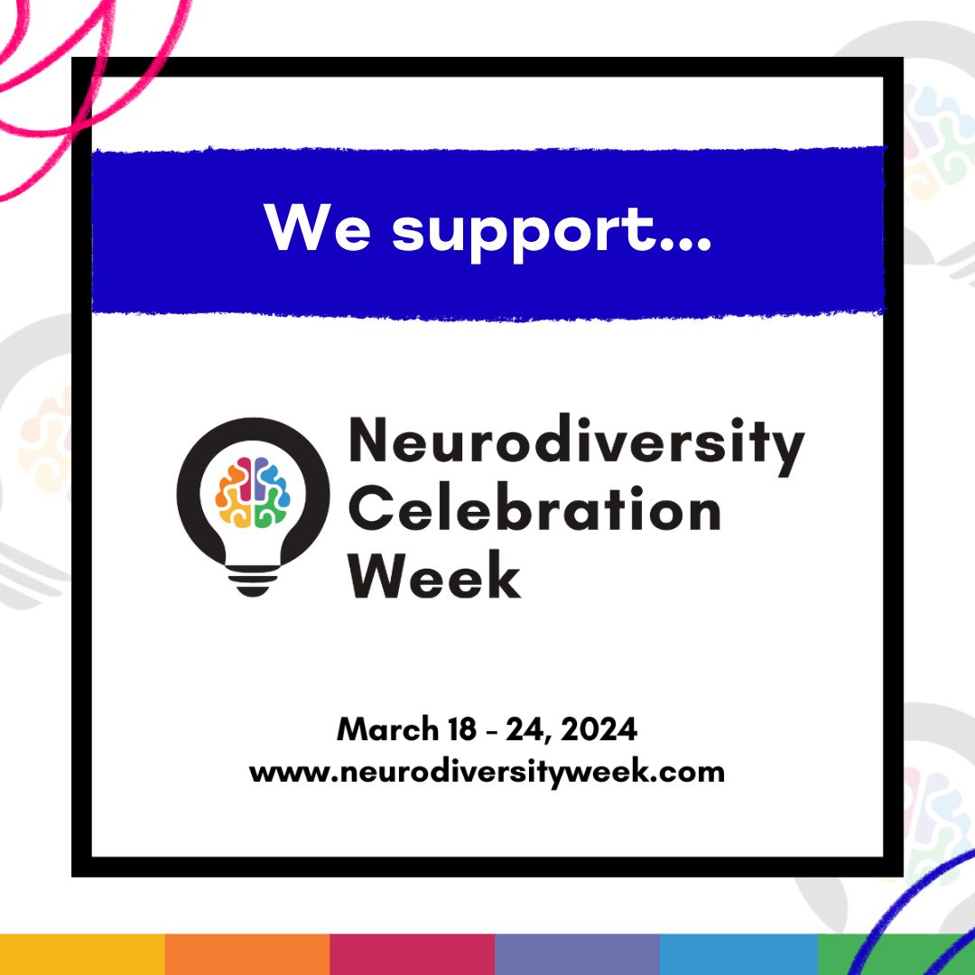 We’re proud to be supporting Neurodiversity Celebration Week 2024 💙 Neurodiversity Celebration Week is a worldwide initiative that challenges stereotypes and misconceptions about neurological differences. @ncweek Find out more: buff.ly/3JaBKqw #NeurodiversityWeek