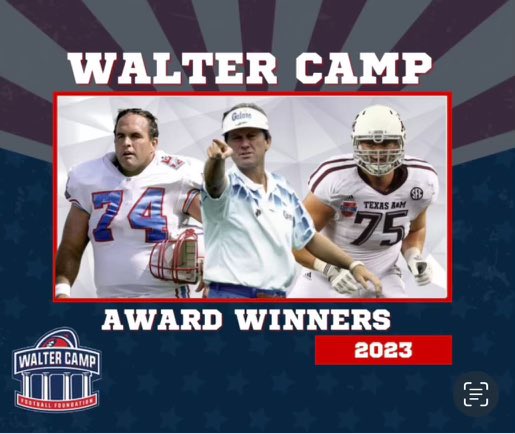 It’s an honor to receive the Walter Camp Distinguished American Award, given annually to an honest person who understands teamwork and moves through life with integrity. That’s something I’ve always strived to be and proud that all the teams I coached took on those characters.
