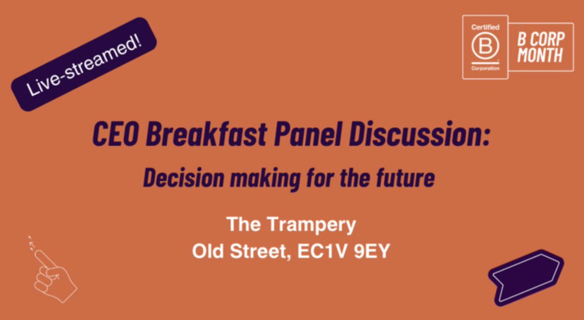 📣 Calling all B Corp CEOs! Can't make it to the CEO breakfast tomorrow morning? We're live streaming the panel discussion so you can tune in virtually. Grab your virtual ticket. 👉 connect.bcorporation.net/s/feed/0D53b00…