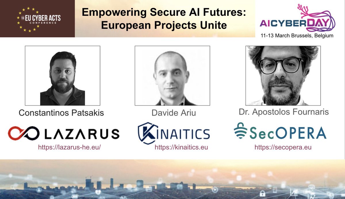 LAZARUS_EU (@lazarus_eu) on Twitter photo 🚀 Join #AICyberDay at <a href="/EUCyberAct/">EU Cyber Acts Conference</a> Conference on Mar 11, 11:30 AM! 🌐 Explore global AI cybersecurity frameworks with experts from <a href="/lazarus_eu/">LAZARUS_EU</a> , <a href="/SecoperaP/">SecOPERA Project</a> , #KINAITICS. 🤖 Don't miss this cutting-edge event! Register: eucyberact.org #AI #Cybersecurity #EUCyberAct 🛡️🔒 🚀 Join #AICyberDay at <a href="/EUCyberAct/">EU Cyber Acts Conference</a> Conference on Mar 11, 11:30 AM! 🌐 Explore global AI cybersecurity frameworks with experts from <a href="/lazarus_eu/">LAZARUS_EU</a> , <a href="/SecoperaP/">SecOPERA Project</a> , #KINAITICS. 🤖 Don't miss this cutting-edge event! Register: eucyberact.org #AI #Cybersecurity #EUCyberAct 🛡️🔒