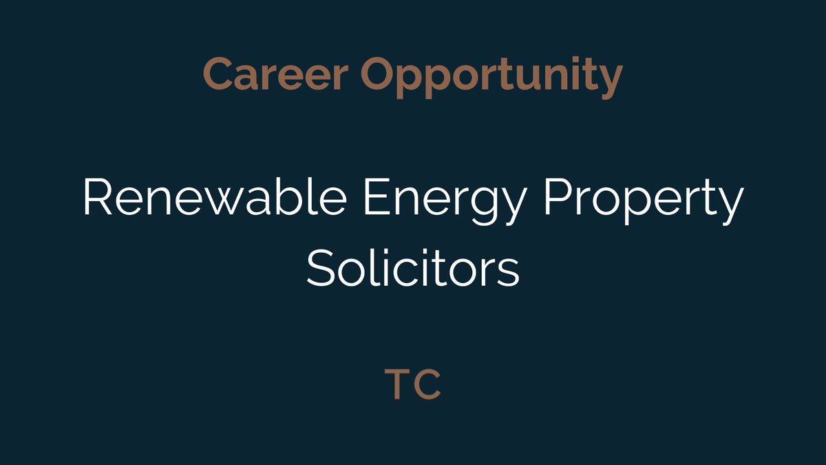 We have an exciting new opportunity for Renewable Energy Property Solicitors to join us at Turcan Connell. Find out more and apply here: turcanconnell.livevacancies.co.uk/#/job/details/… #JobPromotion #Solicitor #RenewableEnergy