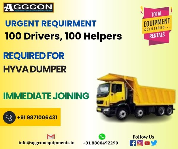 AGGCONEQUIPMENT's tweet photo. *URGENT DRIVERS AND HELPERS REQUIREMENT*
URGENT DRIVERS, HELPERS REQUIREMENT FOR HYVA DUMPER.
CONTACT US:-
7428084611
9910990325
info@aggconequipments.in
#aggcon21 #hyvadumper #drivers #machines #equipment #helpers #helperjob #driversjob #aggconjob https://t.co/aRpr1YhiMw