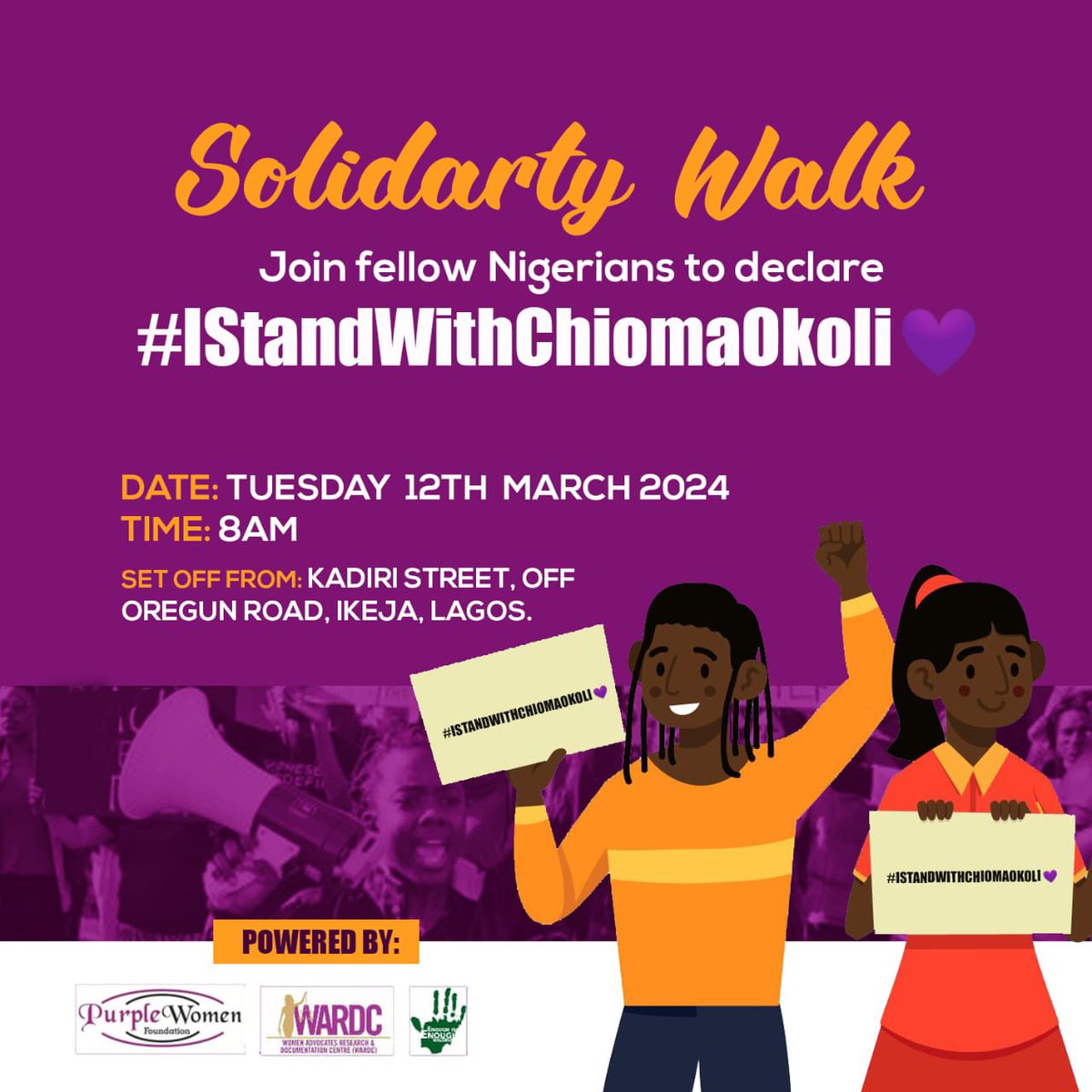 Join us as we take on a solidarity work #istandwithchiomaokoli in Lagos State! As a human rights organization, we believe that consumers have a right to review the products they buy without fear of bullying or harassment.