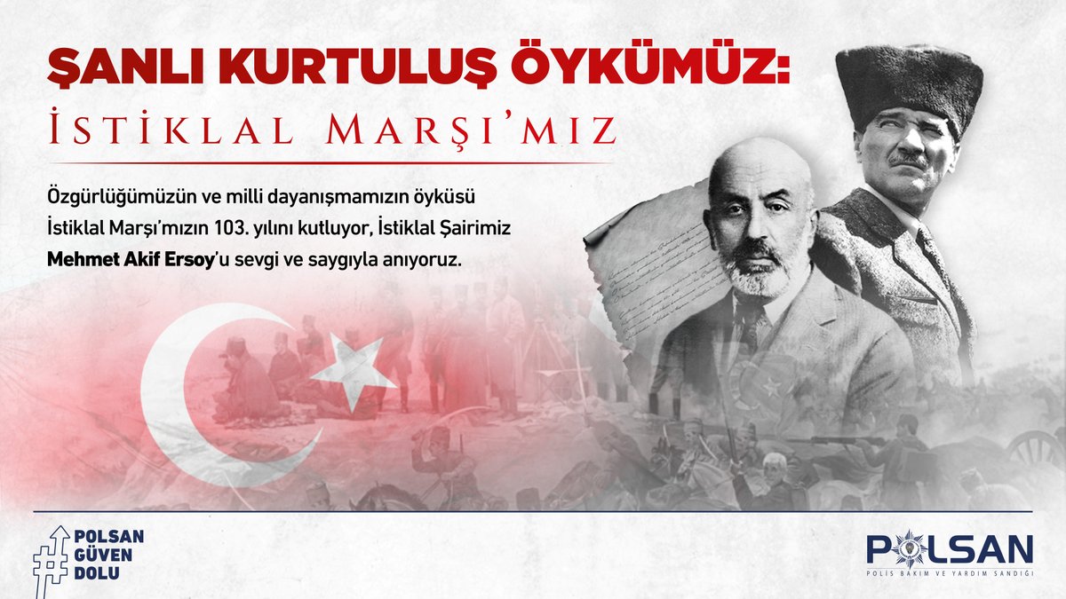 Özgürlüğümüzün ve milli dayanışmamızın öyküsü İstiklal Marşı’mızın 103. yılını kutluyor, İstiklal Şairimiz Mehmet Akif Ersoy’u sevgi ve saygıyla anıyoruz. #12Mart #İstiklaMarşınınKabulü