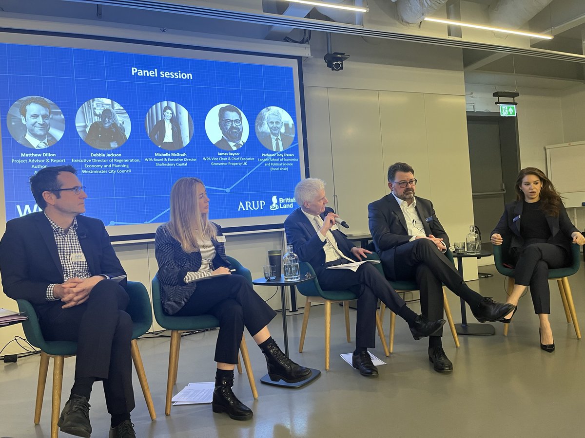 Thank you to our #GoodGrowth in Westminster expert panel Debbie Jackson (@CityWestminster ), @JamesgRay0001 (@GrosvenorPropUK  & #WPA VC), Michelle McGrath (Shaftesbury Capital & #WPA Board) and report author @mattrobdill (@ArupGroup); chaired by Prof.Tony Travers (@lse_london )