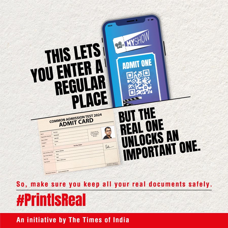 thetrustofindia's tweet photo. In the age of pixels, there's something timeless about the permanence of print. Once it's printed, it's real.
Agree? Share more such examples in the comments below using #PrintIsReal
#PowerOfPrint #TheTimesOfIndia https://t.co/pr0rrQdFsK