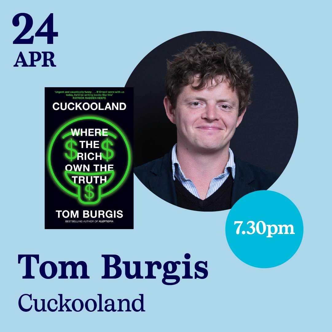 TICKETS ON SALE NOW: On April 24 at Backstory bookshop in Balham I'll be talking about my new book Cuckooland: Where the rich own the truth (a Sunday Times book of the week). Come along, ask anything you like, support independent bookshops. @BackstoryLdn backstory.london/products/24-ap…