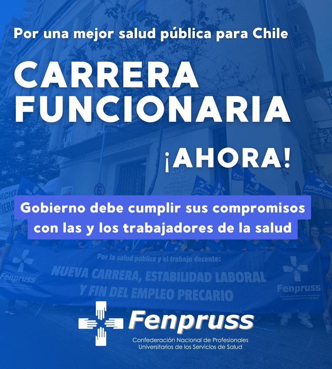 #CarreraFuncionaria 🔵 ¡Fenpruss movilizada! 

A lo largo de todo el país nos encontramos realizando acciones para exigir al Gobierno que cumpla su compromiso de avanzar en una real carrera funcionaria para las y los trabajadores de la salud. ✊