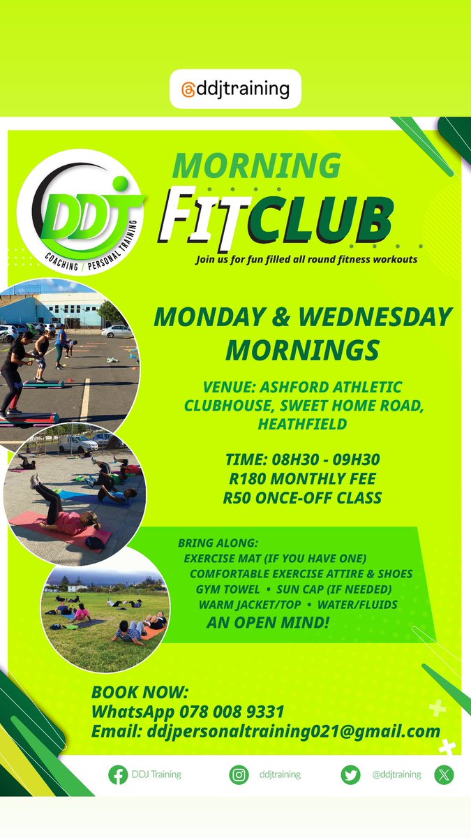 ddjtraining's tweet photo. M O R N I N G F I T C L U B 💚🌅
Beautiful start to the week! 👏🏻👊🏻💪🏻
Registration for March still open if you’d like to join us! WhatsApp 0780089331 to book your spot! 😊📲
#fitness
#fun
#wellness
#healthylifestyle
#ddjtraining https://t.co/OEUO0vQ1pw