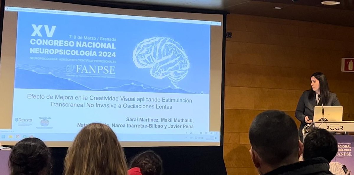 Nuestra compañera Sarai Martínez ha presentado un trabajo sobre el efecto de mejora de la #estimulacióntranscraneal no invasiva a oscilaciones lentas en la #creatividad visual este fin de semana en el XV Congreso Nacional de #Neuropsicología #Congresofanpse   🧠💡