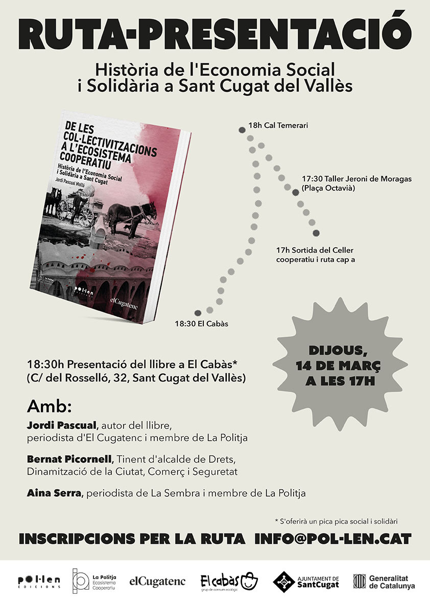 LaPolitja_'s tweet photo. Enguany fa 120 anys del sorgiment de la primera cooperativa de consum santcugatenca. Com ha estat la vida cooperativa i comunitària des d'aleshores?
📕 Ruta-presentació del llibre 'Història de l'Economia Social i Solidària a Sant Cugat del Vallès'
14M | 17 h | Celler cooperatiu https://t.co/f1XHOd3XdW