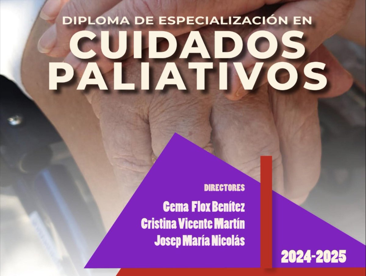 📢🔴Se acaba de poner en marcha el 'I Diploma de especialización en #CuidadosPaliativos', que desarrollamos desde el Grupo de Trabajo de Cuidados Paliativos de la SEMI conjuntamente con la Cátedra SEMI-FEMI de #MedicinaInterna de la Universitat de Barcelona.
🔹Preinscripción