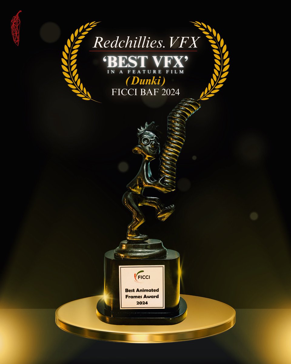 Best VFX in Feature Film (Dunki) - FICCI BAF 2024
➖
Our heart and minds are all ‘lutt putt’ after receiving this award.

We extend our heartfelt gratitude to our extraordinary RCVFX squad, Director Rajkumar Hirani for his cinematic brilliance, SRK, urf ‘Hardy,’ for his