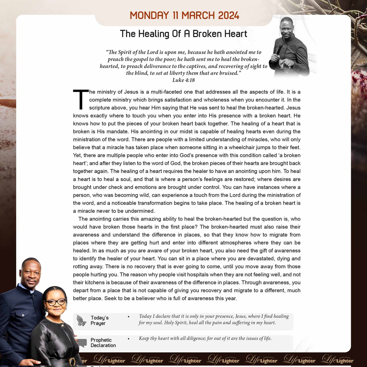 Monday 11 March 2024
The Healing Of A Broken Heart.
#LifeLighter #DailyDevotional #EmmanuelMakandiwa #RuthEmmanuelMakandiwa