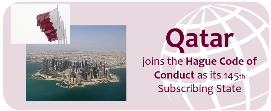 🆕NEWS! 🇶🇦 Qatar has just subscribed to the #HCoC. The HCoC has now 1⃣4⃣5⃣ subscribing states! (1/4)