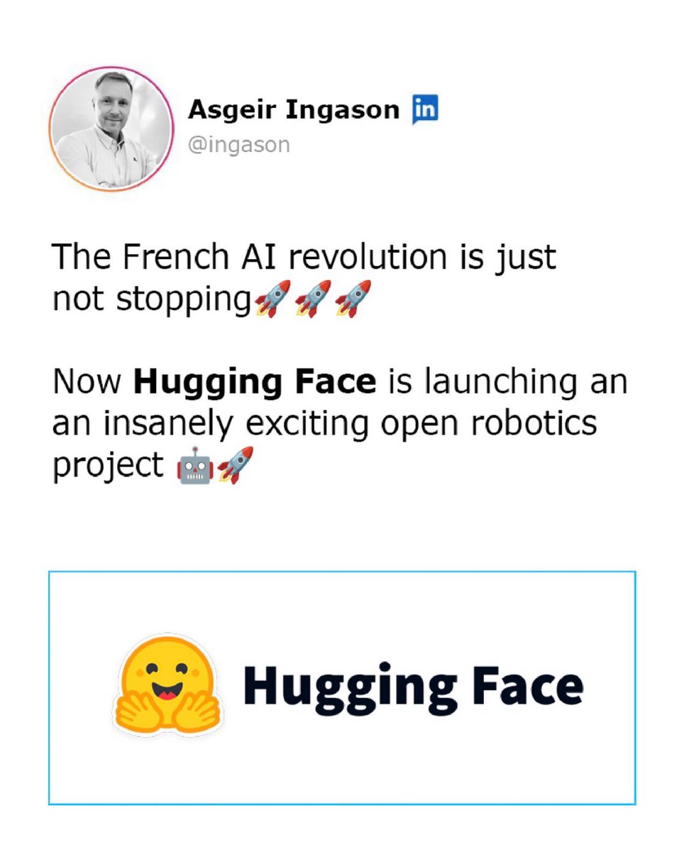 This is definitely a major move far beyond their amazing #opensource #machinelearning codebase and the Hugging Chat!

#huggingface #ai #robotics #innovation #roboticsinnovation #roboticsengineering #roboticsrevolution #roboticstechnology #llms #genai #generatieveai #deeplearning