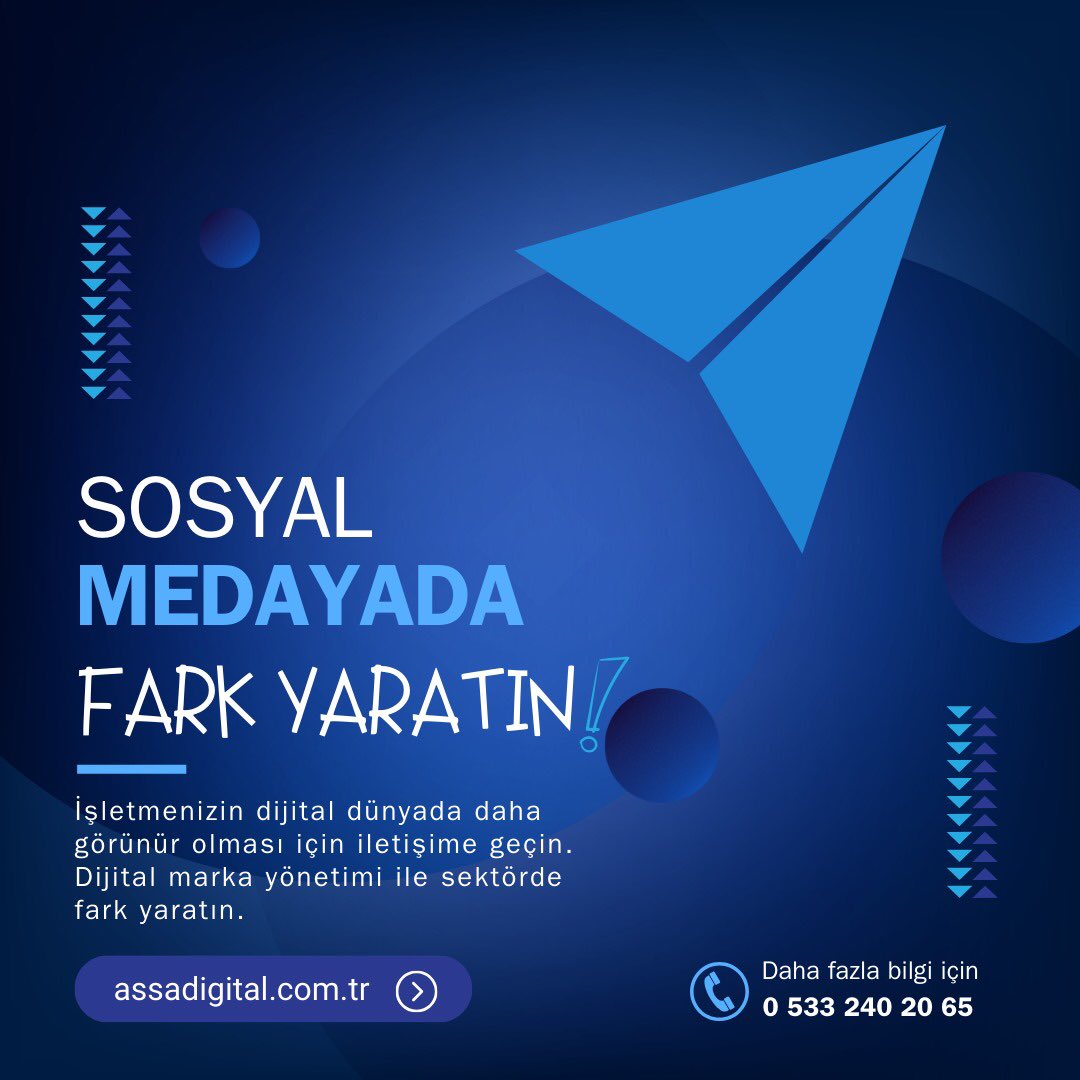 🌟 İşletmenizin Dijital Yüzünü Parlatın! 

✨ Dijital dünyanın karmaşasında kaybolmayın! 

Assa Dijital ile markanızı dijital alanda ön plana çıkarın ve rakiplerinizden bir adım öne geçin. 

📲 Daha fazla bilgi için

📞 0533 240 20 65

🌐 assadigital.com.tr

#AssaDijital