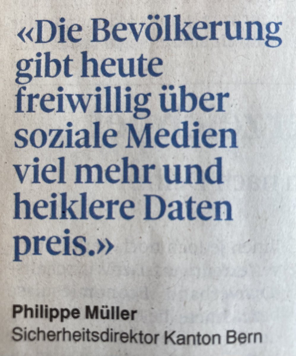 Der heutige Preis für die dümmste «Legitimierung» des staatlichen Überwachungswahnsinns geht an den Sicherheitsdirektor des Kantons Bern, Philippe Müller @SicherheitBern. 😳😡🤬