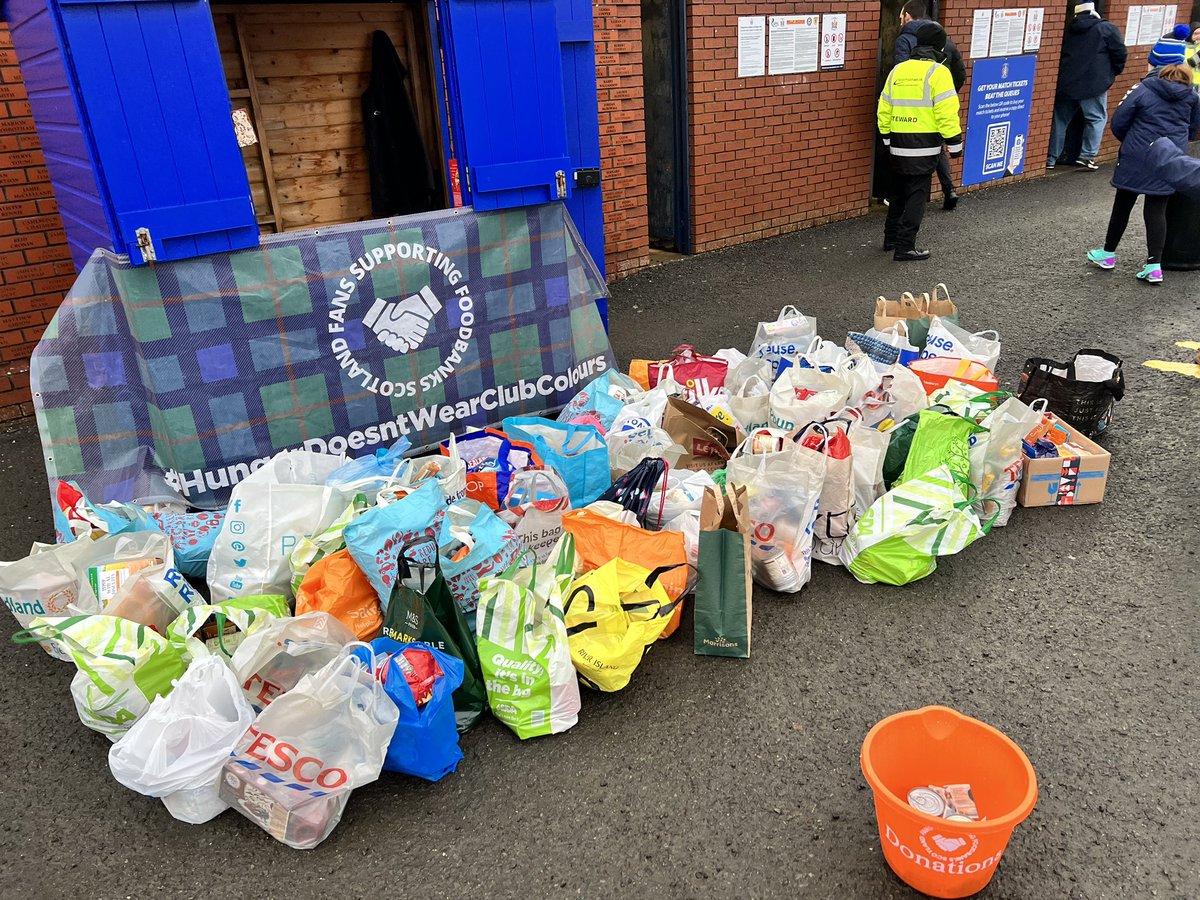 We will be back at Rugby Park cheering on the team and collecting donations for the local Foodbank on Saturday for the game against @saintmirrenfc 1.30pm-KO Blue shed at the rear of The Moffat Stand please bring along a donation if you can. 💙