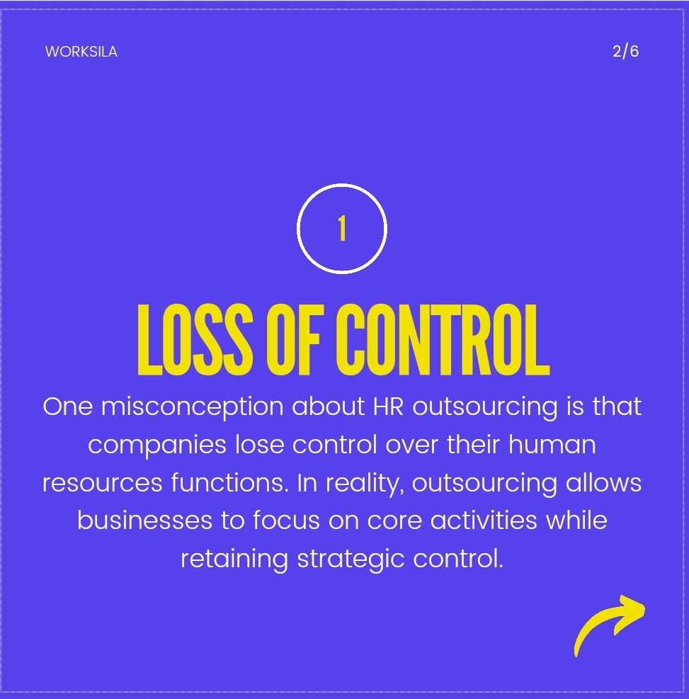 worksila's tweet photo. A common misconception about #HR #outsourcing is that it only benefits large corporations. In reality, businesses of all sizes can leverage outsourcing to enhance efficiency and focus on core functions. #HRSocialHour #ajafor #HRT https://t.co/wtlT7yqxSf