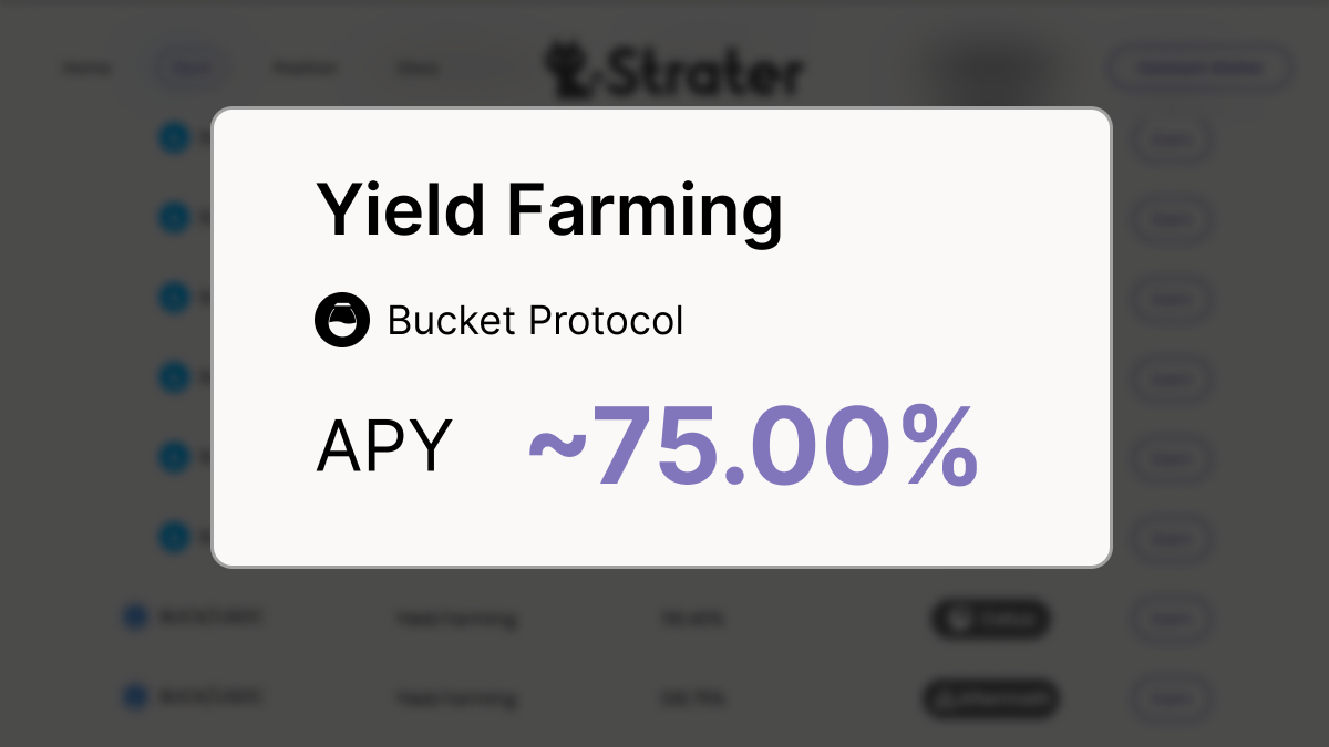 strater_sui's tweet photo. #Strategy101 Yield Farming

Yield farming refers to depositing tokens into a liquidity pool on a DeFi protocol to earn rewards.

With Strater, you can access ~75% APR by providing USDC/BUCK liquidity on @AftermathFi  and staking LP tokens on @bucket_protocol  to receive SUI as rewards, all in one-click.

Earn now 👉🏻 https://t.co/dhHhSsfto3