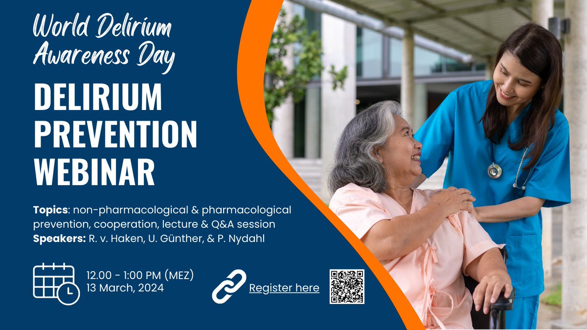 Peter Nydahl (@nydahlpeter) on Twitter photo Delirium Prevention
Webinar on #WDAD2024
Thanks to <a href="/ChrisGabor_DCN/">Christopher Gabor</a>
Register here: us06web.zoom.us/meeting/regist… Delirium Prevention
Webinar on #WDAD2024
Thanks to <a href="/ChrisGabor_DCN/">Christopher Gabor</a>
Register here: us06web.zoom.us/meeting/regist…