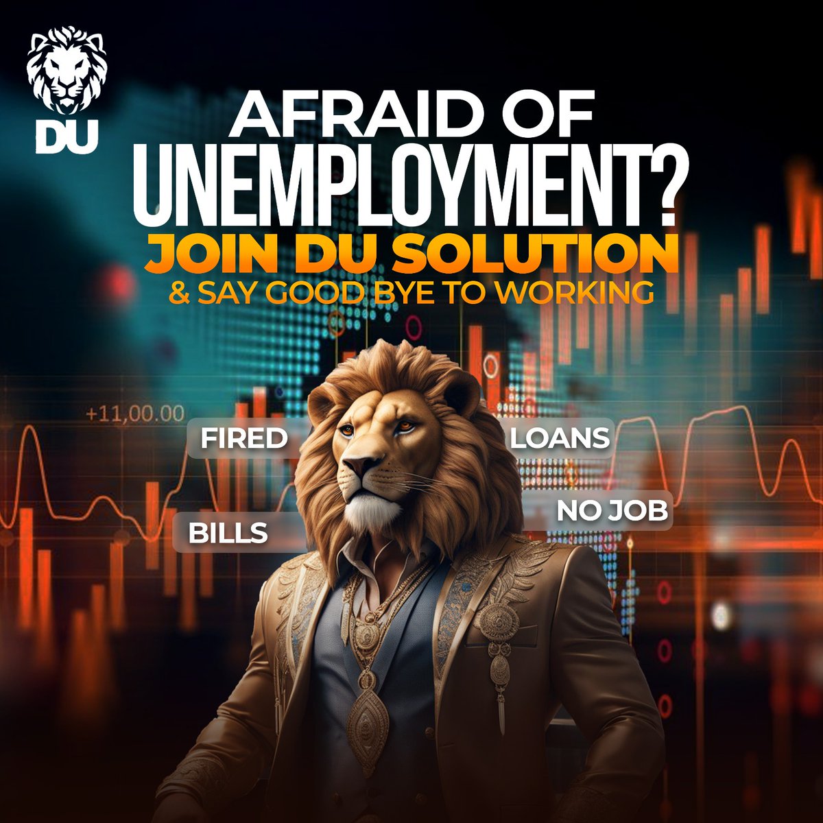 Ready to break free from the shackles of unemployment? 🌟 

Join the Du Solution family and unlock a world of endless possibilities! 🚀 

 #DuSolution #CareerEmpowerment #GoodbyeUnemployment #NewBeginnings #UnlockYourPotential #CareerGrowth #JobOpportunities #investwisely