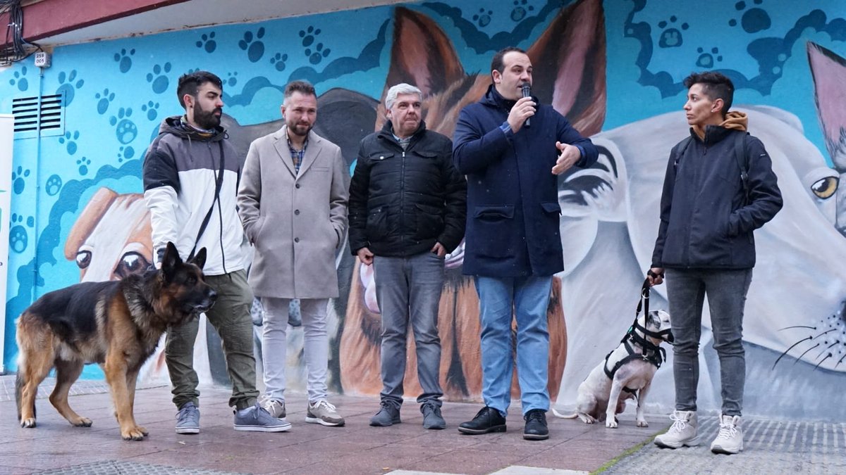 DavidMingoPP's tweet photo. Nos preocupa el bienestar animal y los cuidados de nuestras mascotas. Por eso hemos inaugurado el mural que ha donado el artista Bece y que podéis disfrutar en la calle Ricardo Marcos. 'No al abandono' se suma a la galería de arte urbano y busca dar visibilidad a este problema. https://t.co/HxFlfCAhNQ