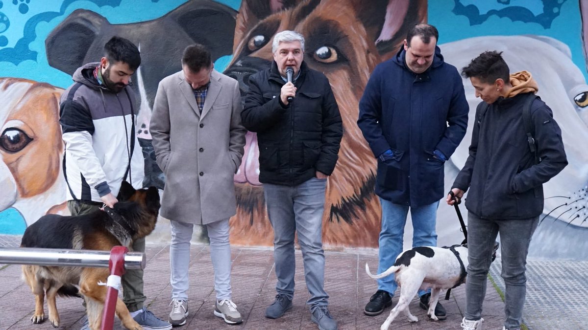 DavidMingoPP's tweet photo. Nos preocupa el bienestar animal y los cuidados de nuestras mascotas. Por eso hemos inaugurado el mural que ha donado el artista Bece y que podéis disfrutar en la calle Ricardo Marcos. 'No al abandono' se suma a la galería de arte urbano y busca dar visibilidad a este problema. https://t.co/HxFlfCAhNQ