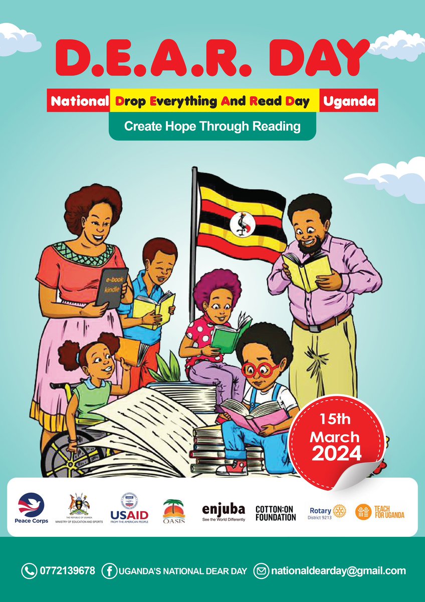 “Just imagine what a powerful message about education & the importance of literacy this activity will send — our nation reading together, all at once!”

- excerpt from the DEAR Day toolkit, created by volunteers from @pcuganda 

Uganda’s #dearday2024 is this Friday! 📚🇺🇬🎉