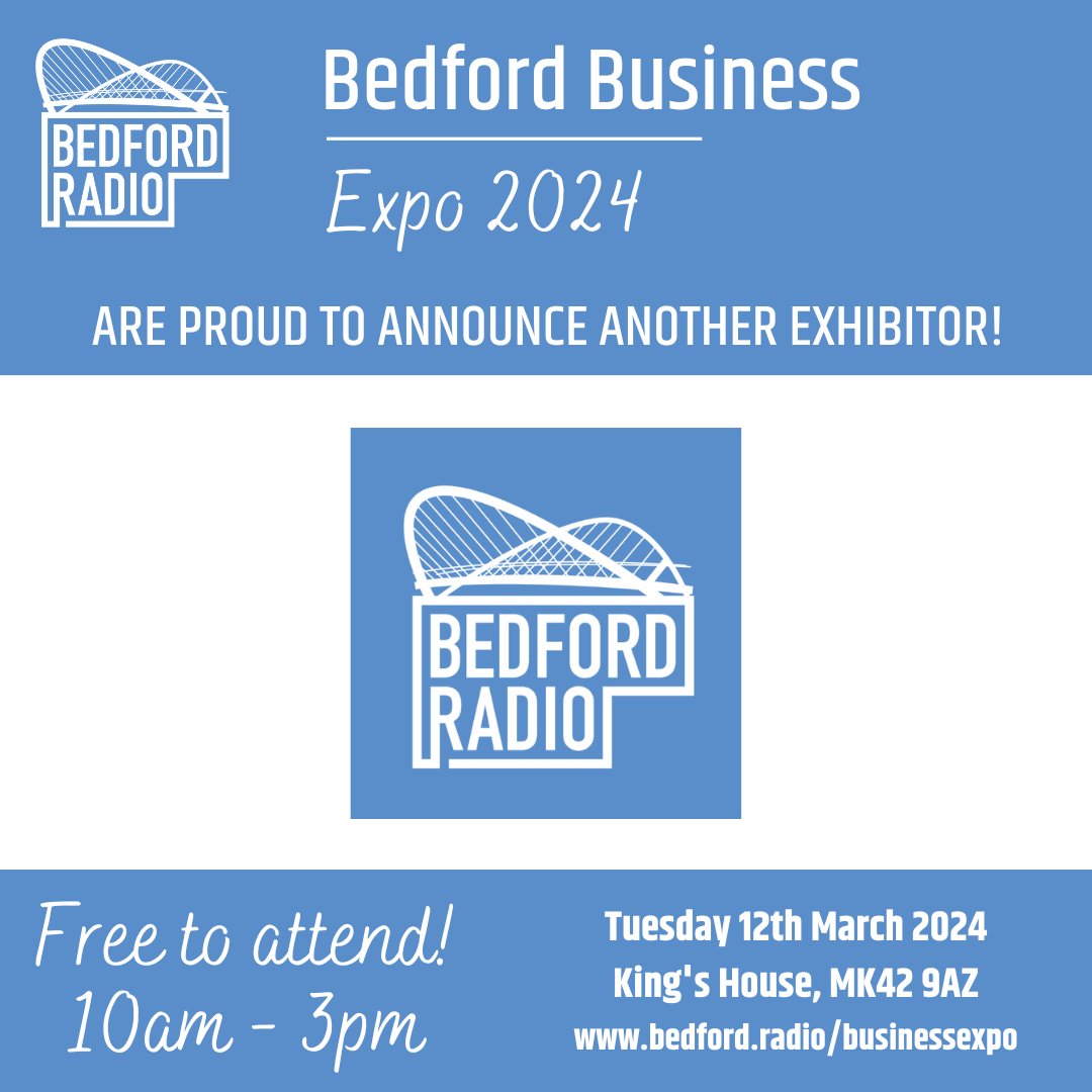 We are proud to announce that @radioforbedio will be exhibiting and broadcasting from the Bedford Business Expo taking place on the 12th of March at King's House Bedford (MK42 9AZ).

#BBE2024 #Bedford #BedfordBusiness