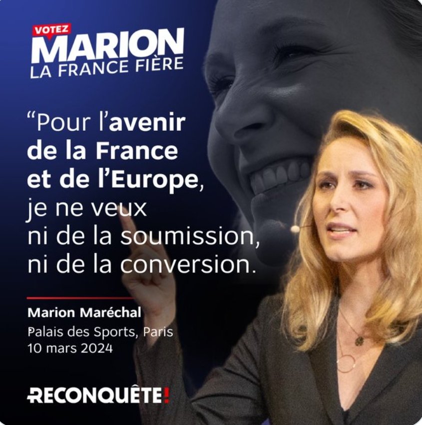 Le 9 Juin élections européennes scrutin à 1️⃣ tour. #AvecMarion 👉Parti-Reconquete.fr/programme