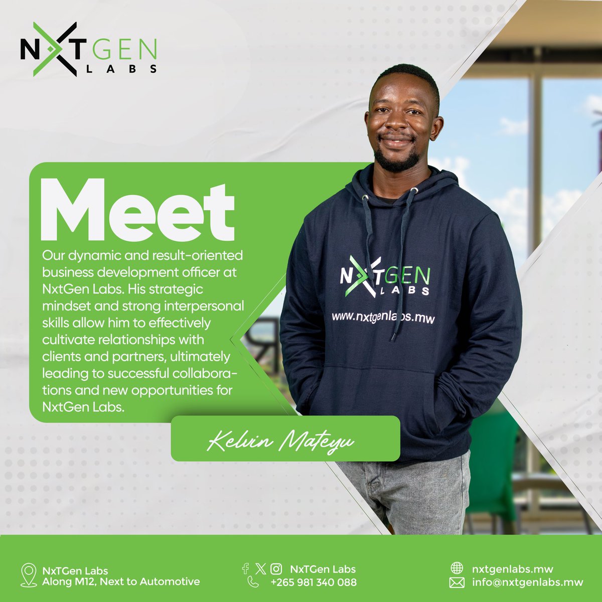 nxtgenlabs_mw's tweet photo. Meet Kelvin an outstanding Business Development Officer

#nxtgenlabsmw https://t.co/NL9wzzATzz