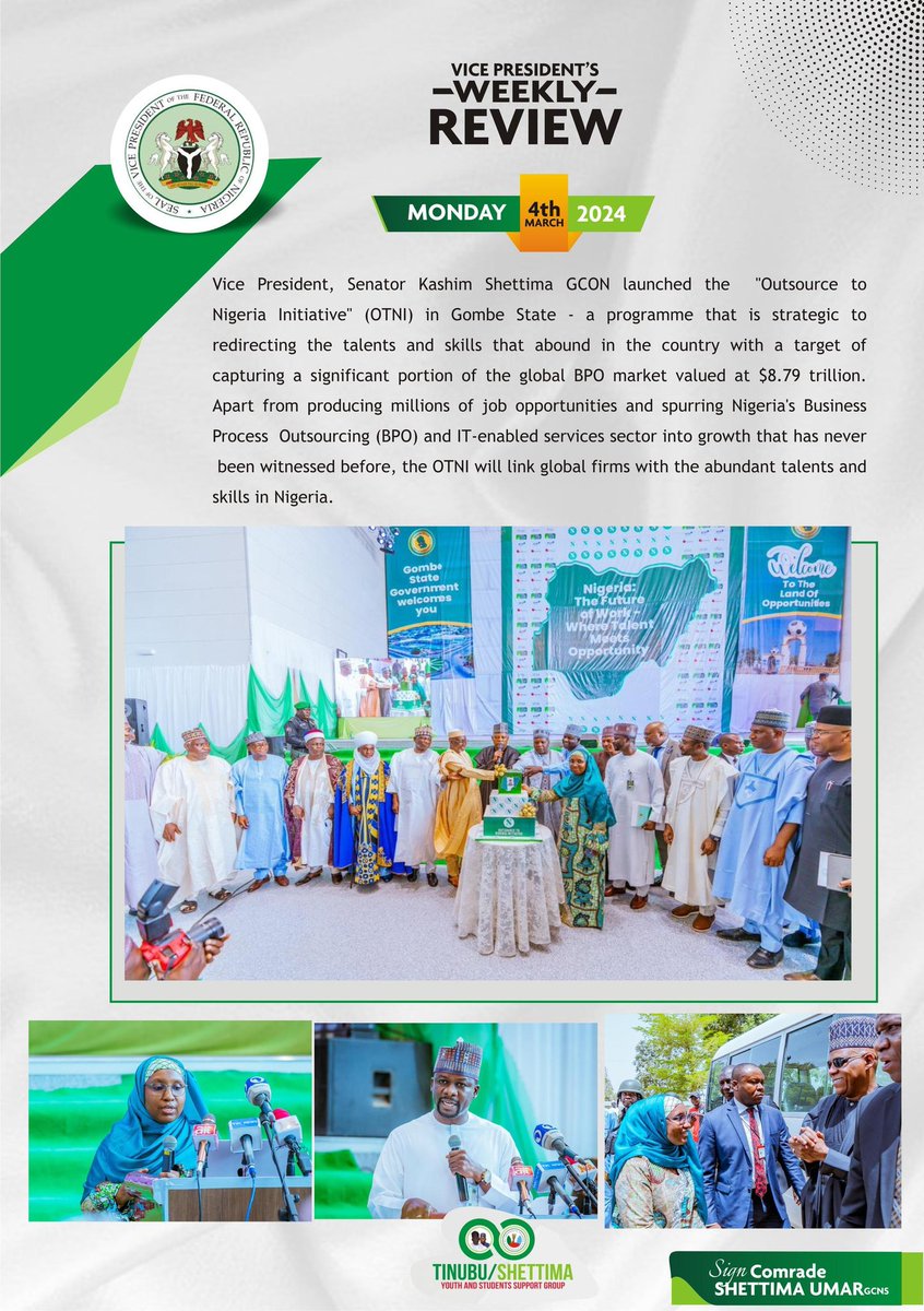 Comr_Shettima's tweet photo. Vice President, Senator @KashimSM's weekly review. 

4th - 9th, March 2023.
 
*#KSMWeekInReview* https://t.co/cmk0kKXQkR